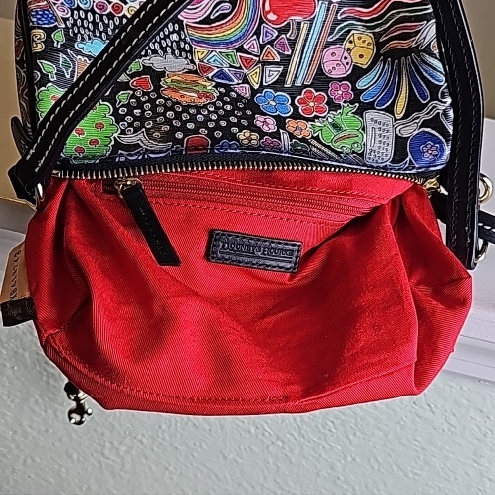 Y2K Dooney & Bourke Whimsy Print Goldtone Hardware Leather Trim Minibag Y2K - Picture 13 of 16